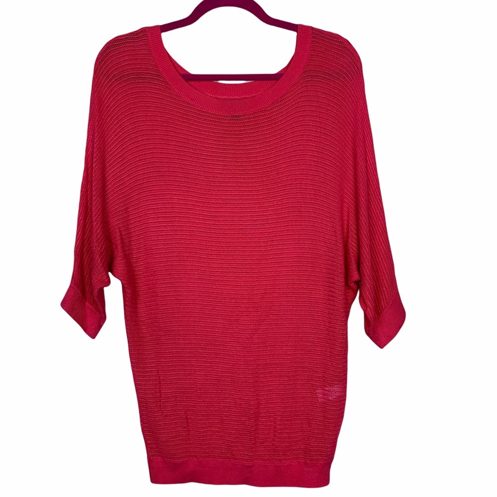 Express Pink Dolman Open Knit Tunic Blouse Top S